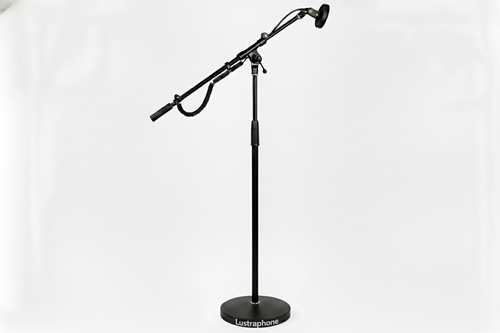 mic stand boom pole with small lustraphone label at bottom
